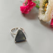 Blue Labradorite Silver Faceted Ring: 5gms. Natural Untreated Sapphire Triangle Shape 925 Sterling  Silver Prong Set Ring