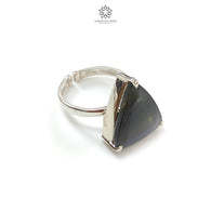 Blue Labradorite Silver Faceted Ring: 5gms. Natural Untreated Sapphire Triangle Shape 925 Sterling  Silver Prong Set Ring