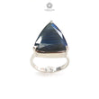 Blue Labradorite Silver Faceted Ring: 5gms. Natural Untreated Sapphire Triangle Shape 925 Sterling  Silver Prong Set Ring