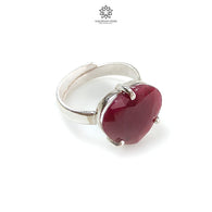 Red Ruby Silver Faceted Ring: 5.09gms Natural Untreated Ruby Heart Shape 925 Sterling Silver Prong Set Adjustable Ring