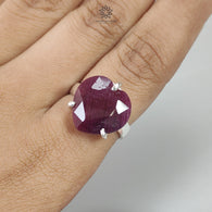 Red Ruby Silver Faceted Ring 5.72gms