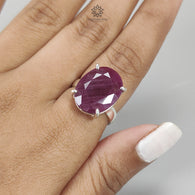 Red Ruby Silver Faceted Ring 6.67gms