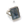 Blue Labradorite Silver Faceted Ring: 5.63gms Natural Untreated Labradorite Baguette Shape Fancy Cut 925 Sterling Silver Prong Set 7.5 US