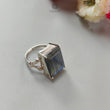 Blue Labradorite Silver Faceted Ring: 5.63gms Natural Untreated Labradorite Baguette Shape Fancy Cut 925 Sterling Silver Prong Set 7.5 US