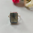 Blue Labradorite Silver Faceted Ring: 5.63gms Natural Untreated Labradorite Baguette Shape Fancy Cut 925 Sterling Silver Prong Set 7.5 US