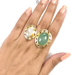 Handmade Cocktail Ring: 11.73gms Gold Plated Natural Multi Color Gemstone Boho Style Dainty Oval Shape Adjustable Ring Gift For Her