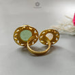 Handmade Cocktail Ring: 11.73gms Gold Plated Natural Multi Color Gemstone Boho Style Dainty Oval Shape Adjustable Ring Gift For Her