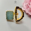 Handmade Cocktail Ring: 13.70gms Gold Plated Natural Multi Color Gemstone Boho Style Dainty Fancy Shape Adjustable Ring Gift For Her