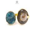 Handmade Cocktail Ring: 16.31gms Gold Plated Natural Multi Color Gemstone Boho Style Dainty Oval Shape Adjustable Ring Gift For Her