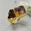 Handmade Cocktail Ring: 17.28gms Gold Plated Natural Multi Color Gemstone Boho Style Dainty Fancy Shape Adjustable Ring Gift For Her