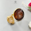 Handmade Cocktail Ring: 24.24gms Gold Plated Natural Multi Color Gemstone Boho Style Dainty Fancy Shape Adjustable Ring Gift For Her