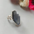 Blue Labradorite Silver Faceted Ring: 5.64gms Natural Untreated Labradorite Uneven Shape Fancy Cut 925 Sterling Silver Prong Set 7.5 US