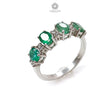 Emerald Faceted Silver Ring: 2.59gms Natural Untreated Emerald Oval Faceted Cut 925 Sterling Silver With CZ Prong Set Ring 7.5 US