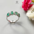 Emerald Faceted Silver Ring: 2.59gms Natural Untreated Emerald Oval Faceted Cut 925 Sterling Silver With CZ Prong Set Ring 7.5 US