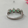 Emerald Faceted Silver Ring: 2.59gms Natural Untreated Emerald Oval Faceted Cut 925 Sterling Silver With CZ Prong Set Ring 7.5 US