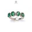 Emerald Faceted Silver Ring: 2.59gms Natural Untreated Emerald Oval Faceted Cut 925 Sterling Silver With CZ Prong Set Ring 7.5 US