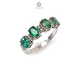 Emerald Faceted Silver Ring: 2.59gms Natural Untreated Emerald Oval Faceted Cut 925 Sterling Silver With CZ Prong Set Ring 7.5 US