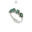 Emerald Faceted Silver Ring: 2.59gms Natural Untreated Emerald Oval Faceted Cut 925 Sterling Silver With CZ Prong Set Ring 7.5 US