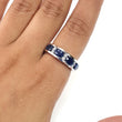 Blue Sapphire Faceted Silver Ring: 4.31gms Natural Untreated Sapphire Oval Faceted Cut 925 Sterling Silver With CZ Bezel Set Ring 7.5 US