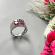 Ruby Faceted Silver Ring: 4.31gms Natural Untreated Red Ruby Oval Faceted Cut 925 Sterling Silver With CZ Prong Set Ring 7.5 US