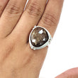 Golden Chocolate Sapphire Faceted Silver Ring: 7.92gms Natural Untreated Sapphire Fancy Rose Cut 925 Sterling Silver Bezel Set Ring 7 US