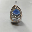 Blue Sapphire Faceted Silver Ring: 12.89gms Natural Untreated Sapphire Oval Rose Cut 925 Sterling Silver Bezel Set Ring 6.5 US