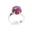 Ruby Cabochon Sugar Loaf Ring: 4.59gms Natural Untreated Sheen Ruby Cabochon 925 Sterling Silver Prong Set Adjustable Ring