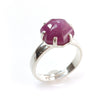 Ruby Cabochon Sugar Loaf Ring: 4.59gms Natural Untreated Sheen Ruby Cabochon 925 Sterling Silver Prong Set Adjustable Ring