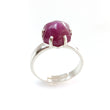 Ruby Cabochon Sugar Loaf Ring: 4.59gms Natural Untreated Sheen Ruby Cabochon 925 Sterling Silver Prong Set Adjustable Ring