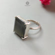 Blue Labradorite Silver Faceted Ring: 6.57gms Natural Untreated Labradorite Square Fancy Cut 925 Sterling Silver Prong Set Adjustable Ring