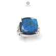 Blue Labradorite Silver Faceted Ring: 7.41gms Natural Untreated Labradorite Cushion Shape Fancy Cut 925 Sterling Silver Prong Set 8 US Ring