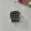 Blue Labradorite Silver Faceted Ring: 7.41gms Natural Untreated Labradorite Cushion Shape Fancy Cut 925 Sterling Silver Prong Set 8 US Ring