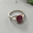 Star Ruby Silver Ring: 3.8gms Natural Star Ruby Untreated Cabochon Oval Shape 925 Sterling Silver Bezel Set 7 US Ring