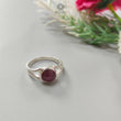 Star Ruby Silver Ring: 7.18gms Natural Star Ruby Untreated Cabochon Round Shape 925 Sterling Silver Bezel Set 8 US Ring