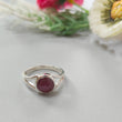 Star Ruby Silver Ring: 7.18gms Natural Star Ruby Untreated Cabochon Round Shape 925 Sterling Silver Bezel Set 8 US Ring