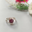 Star Ruby Silver Ring: 4.18gms Natural Star Ruby Untreated Cabochon Round Shape 925 Sterling Silver Bezel Set 7 US Ring