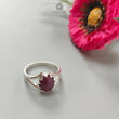 Star Ruby Silver Ring: 4.52gms Natural Star Ruby Untreated Cabochon Oval Shape 925 Sterling Silver Bezel Set 7 US Ring