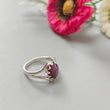 Star Ruby Silver Ring: 4.52gms Natural Star Ruby Untreated Cabochon Oval Shape 925 Sterling Silver Bezel Set 7 US Ring