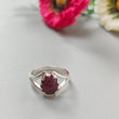 Star Ruby Silver Ring: 4.52gms Natural Star Ruby Untreated Cabochon Oval Shape 925 Sterling Silver Bezel Set 7 US Ring