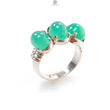 Green Chrysoprase Cabochon Silver Ring: 5.77gms Natural Untreated Chrysoprase Oval Shape Plain 925 Sterling Silver Prong Set Ring 8.75 US