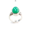 Green Chrysoprase Cabochon Silver Ring: 5.87gms Natural Untreated Chrysoprase Oval Shape Plain 925 Sterling Silver Bezel Set Ring 7.5 US