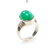 Green Chrysoprase Cabochon Silver Ring: 5.87gms Natural Untreated Chrysoprase Oval Shape Plain 925 Sterling Silver Bezel Set Ring 7.5 US