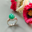 Green Chrysoprase Cabochon Silver Ring: 5.87gms Natural Untreated Chrysoprase Oval Shape Plain 925 Sterling Silver Bezel Set Ring 7.5 US