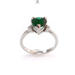 Emerald Faceted Silver Ring: 1.67gms Natural Untreated Emerald Heart Faceted Cut 925 Sterling Silver Prong Set Ring 5.5 US