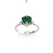 Emerald Faceted Silver Ring: 1.67gms Natural Untreated Emerald Heart Faceted Cut 925 Sterling Silver Prong Set Ring 5.5 US