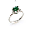 Emerald Faceted Silver Ring: 1.67gms Natural Untreated Emerald Heart Faceted Cut 925 Sterling Silver Prong Set Ring 5.5 US