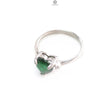 Emerald Faceted Silver Ring: 1.67gms Natural Untreated Emerald Heart Faceted Cut 925 Sterling Silver Prong Set Ring 5.5 US