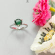 Emerald Faceted Silver Ring: 1.67gms Natural Untreated Emerald Heart Faceted Cut 925 Sterling Silver Prong Set Ring 5.5 US