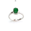 Emerald Faceted Silver Ring: 2.16gms Natural Untreated Emerald Oval Faceted Cut 925 Sterling Silver Prong Set Ring 7.40 US