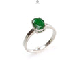 Emerald Faceted Silver Ring: 2.16gms Natural Untreated Emerald Oval Faceted Cut 925 Sterling Silver Prong Set Ring 7.40 US